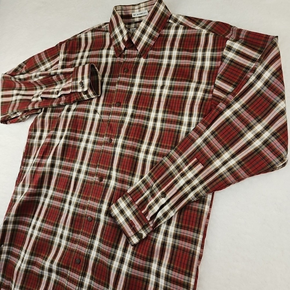 Savane Deep Dye Multicolor Checked Short-Sleeve Button Down Shirt Sz Small Linen